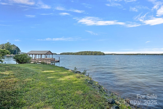 392 Stonemarker Rd, Mooresville, NC 28117 - dock area featuring a gazebo, a water view, and a yard