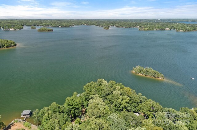 392 Stonemarker Rd, Mooresville, NC 28117 - drone / aerial view of a large body of water and a heavily wooded area