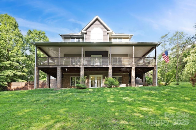 21 Hope Rd, Weaverville, NC 28787 - rear view of property with french doors, a deck, and brick siding