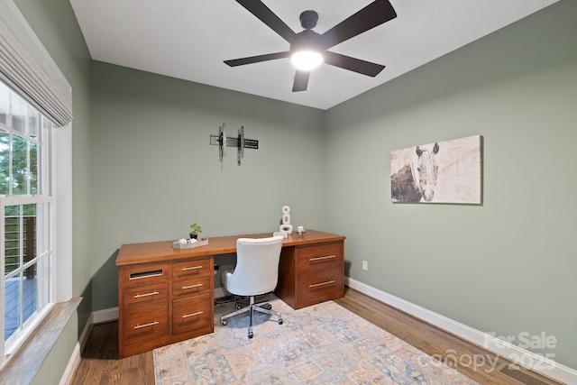 21 Hope Rd, Weaverville, NC 28787 - office space with wood finished floors, baseboards, and a ceiling fan
