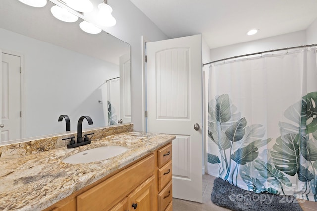 21 Hope Rd, Weaverville, NC 28787 - full bath with vanity, tile patterned floors, and curtained shower