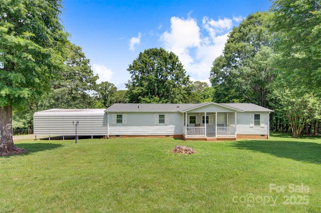4648 Rifle Range Rd, Conover, NC 28613 - back of house with crawl space, a lawn, and a porch