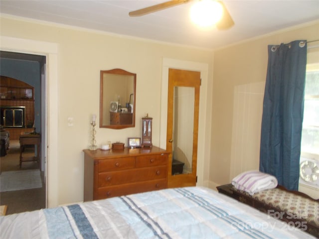 187 Cartledge Creek Rd, Rockingham, NC 28379 - bedroom featuring ornamental molding and a ceiling fan