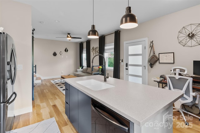 109 Thurland Ave, Asheville, NC 28803 - kitchen with dishwasher, stainless steel fridge with ice dispenser, open floor plan, and a desk