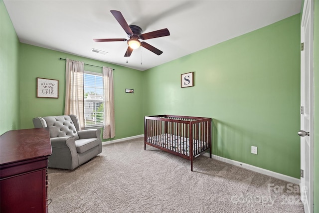 449 Misty Law Ln, Clover, SC 29710 - carpeted bedroom featuring baseboards, a nursery area, and a ceiling fan
