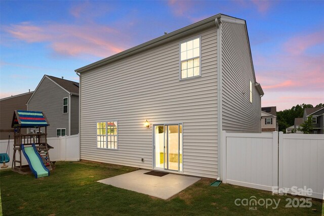 449 Misty Law Ln, Clover, SC 29710 - rear view of house with a playground and a patio area