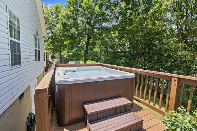 3801 Rosedown Dr, Matthews, NC 28105 - wooden deck featuring a hot tub