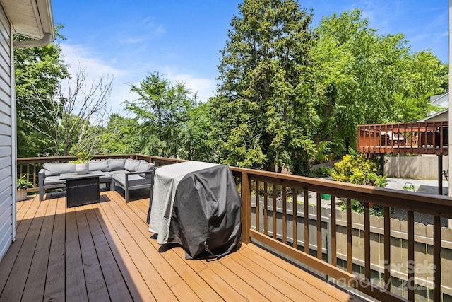 3801 Rosedown Dr, Matthews, NC 28105 - wooden terrace with outdoor lounge area