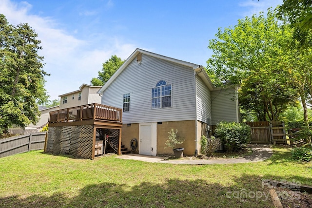 3801 Rosedown Dr, Matthews, NC 28105 - back of property featuring stairway and a wooden deck