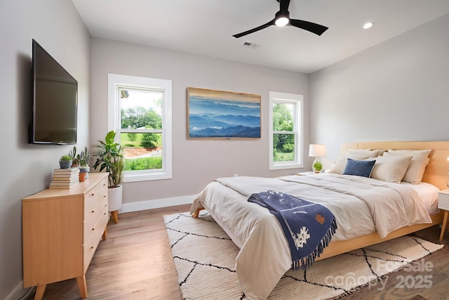 9 Robey Dr, Fletcher, NC 28732 - bedroom with light wood-style floors, a ceiling fan, and recessed lighting