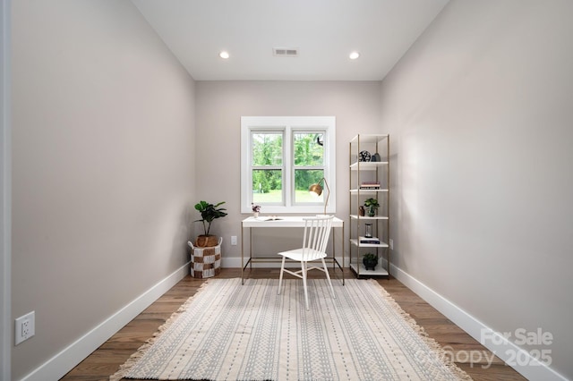 9 Robey Dr, Fletcher, NC 28732 - sitting room with wood finished floors, recessed lighting, and a desk