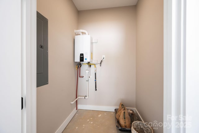 9 Robey Dr, Fletcher, NC 28732 - washroom featuring electric panel and water heater
