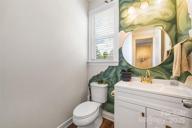 5088 Watersail Way, Clover, SC 29710 - bathroom featuring baseboards, toilet, vanity, and wood finished floors