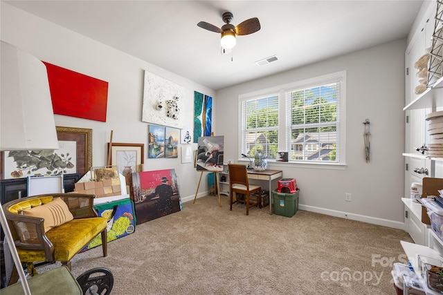 5088 Watersail Way, Clover, SC 29710 - home office with baseboards, ceiling fan, and carpet flooring