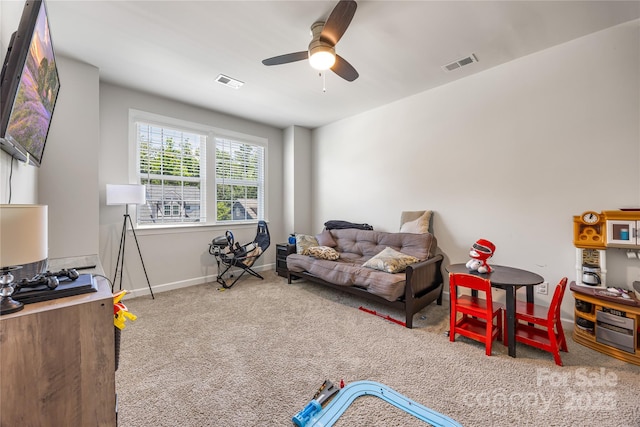 5088 Watersail Way, Clover, SC 29710 - recreation room featuring carpet, a ceiling fan, and baseboards