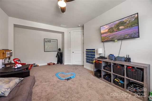 5088 Watersail Way, Clover, SC 29710 - game room with carpet floors, baseboards, and ceiling fan