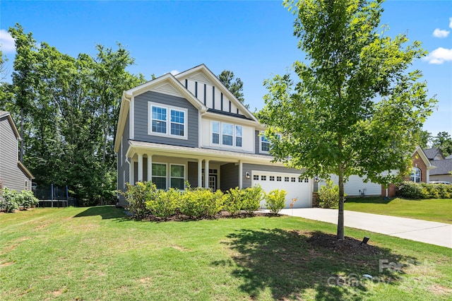 5088 Watersail Way, Clover, SC 29710 - view of front of house featuring a garage, driveway, a front yard, and a porch