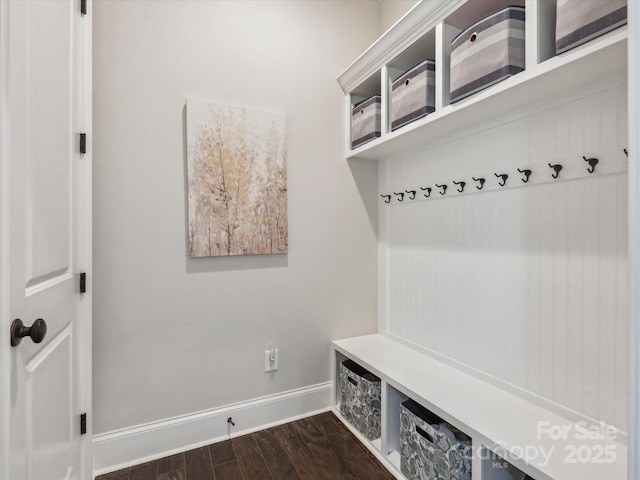 1008 Ladera Dr, Marvin, NC 28173 - mudroom featuring dark wood-style flooring and baseboards
