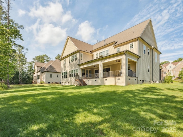 1008 Ladera Dr, Marvin, NC 28173 - rear view of property with crawl space, a ceiling fan, and a yard