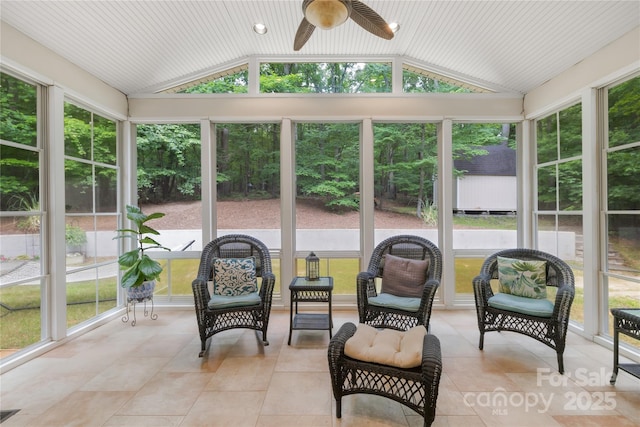 763 Evans Manor Dr, Weddington, NC 28104 - sunroom with vaulted ceiling and ceiling fan
