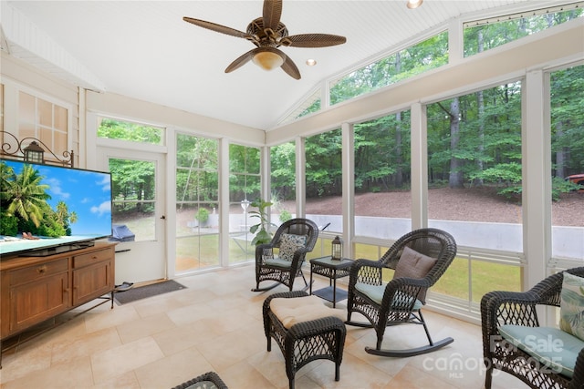 763 Evans Manor Dr, Weddington, NC 28104 - sunroom / solarium with vaulted ceiling and a ceiling fan