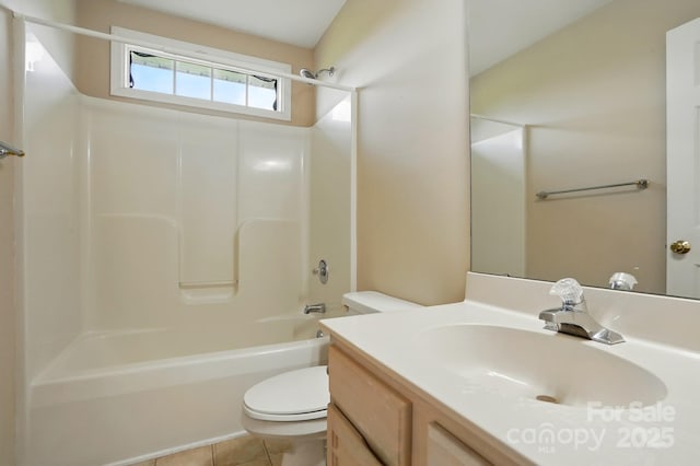 924 Secrest Hill Dr, Monroe, NC 28110 - bathroom featuring toilet, vanity, tub / shower combination, and tile patterned floors