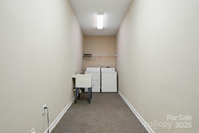 924 Secrest Hill Dr, Monroe, NC 28110 - washroom with washing machine and dryer, carpet, and baseboards