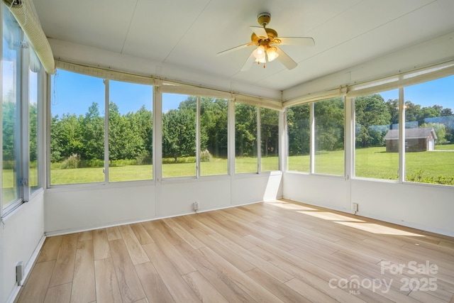 924 Secrest Hill Dr, Monroe, NC 28110 - unfurnished sunroom featuring ceiling fan and view of scattered trees