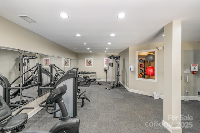 4124 Melrose Club Dr, Matthews, NC 28105 - gym with recessed lighting and baseboards