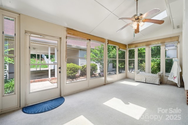 2234 Hamilton Mill Rd, Charlotte, NC 28270 - unfurnished sunroom with ceiling fan and vaulted ceiling