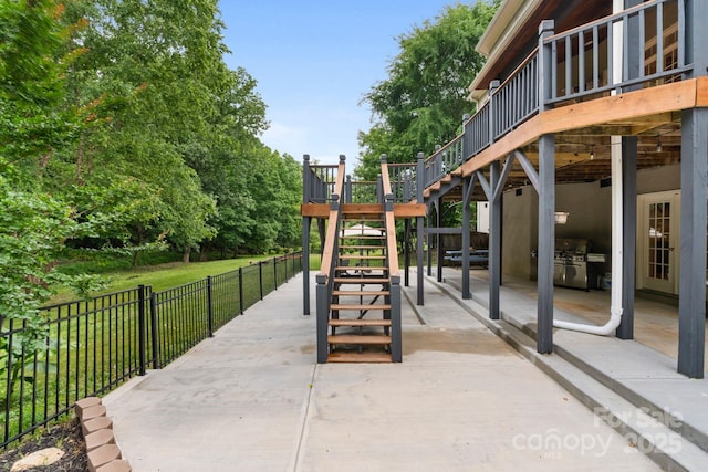 2006 Sandy Pond Ln, Waxhaw, NC 28173 - view of patio with stairway, a deck, and grilling area