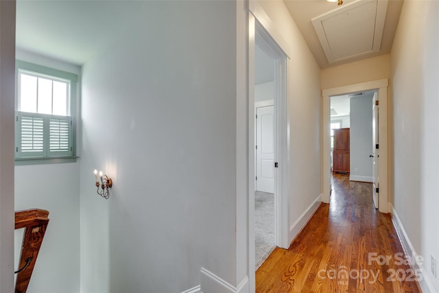 750 Waterscape Ct, Rock Hill, SC 29730 - corridor with wood finished floors, attic access, and baseboards