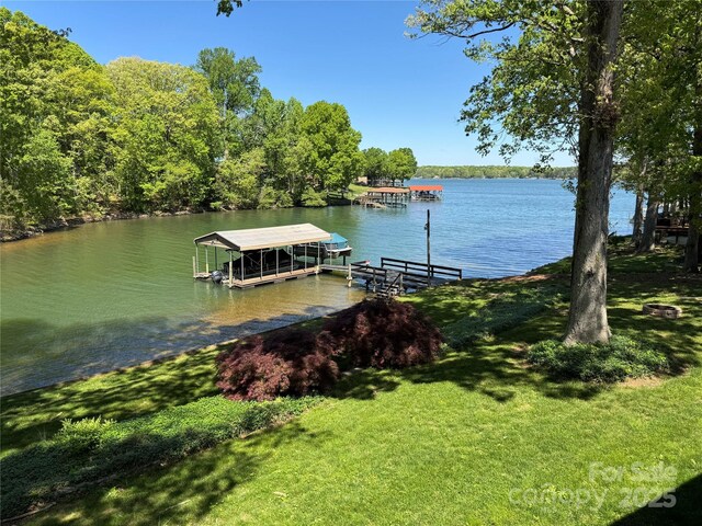 5153 Glenwood St, Sherrills Ford, NC 28673 - dock featuring a water view, a yard, and boat lift