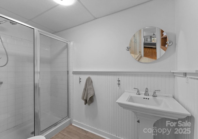 5153 Glenwood St, Sherrills Ford, NC 28673 - full bath with a shower stall and wainscoting