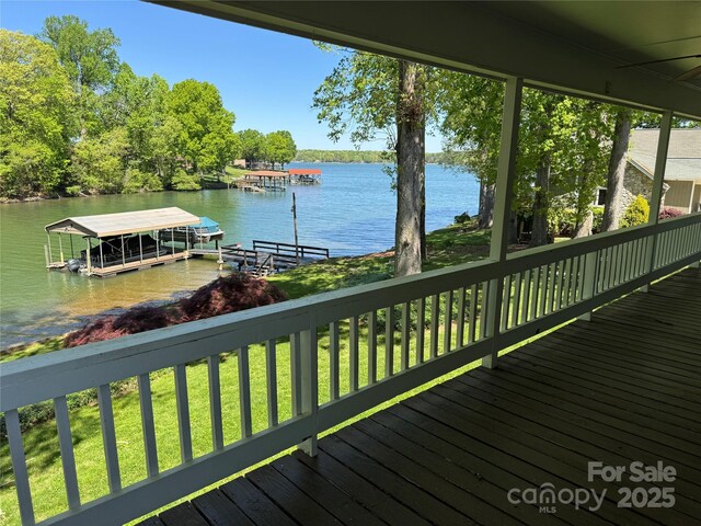 5153 Glenwood St, Sherrills Ford, NC 28673 - wooden deck featuring a water view and a dock