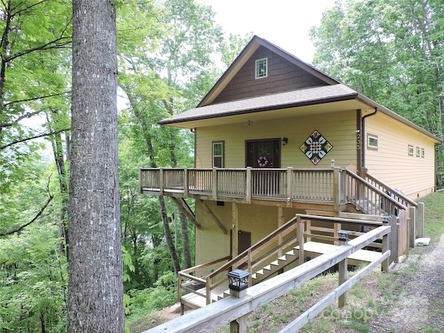 235 Red Oak Ln, Burnsville, NC 28714 - view of front of property with stairway and a deck