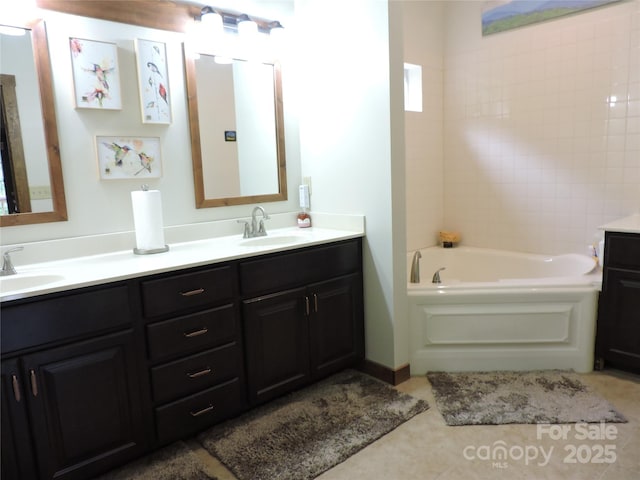 235 Red Oak Ln, Burnsville, NC 28714 - bathroom featuring double vanity and a garden tub