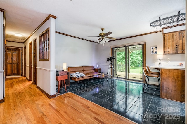1142 Foxberry Rd, Lincolnton, NC 28092 - living area featuring crown molding and ceiling fan