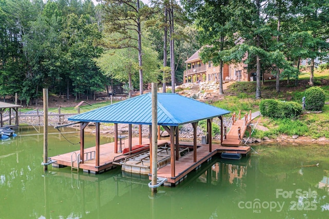 150 Edgewater Ct, Granite Falls, NC 28630 - dock with a water view and view of wooded area