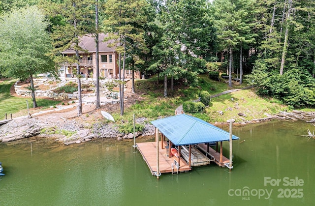 150 Edgewater Ct, Granite Falls, NC 28630 - dock featuring boat lift and a water view