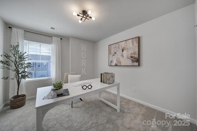 149 Briana Marie Way, Indian Trail, NC 28079 - carpeted home office featuring baseboards and a chandelier