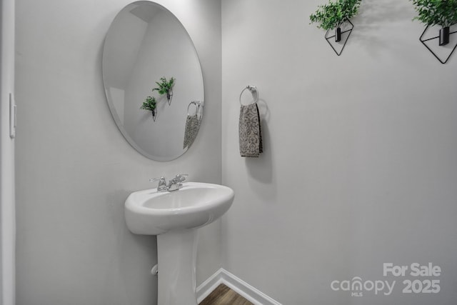 149 Briana Marie Way, Indian Trail, NC 28079 - bathroom featuring baseboards, a sink, and wood finished floors