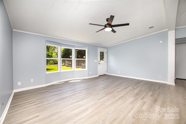 4750 Enochville Rd, Kannapolis, NC 28081 - spare room with ceiling fan, crown molding, wood finished floors, a textured ceiling, and baseboards