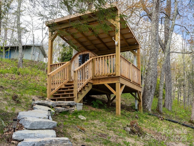 4344 Eagles Nest Rd, Waynesville, NC 28786 - wooden deck with stairs