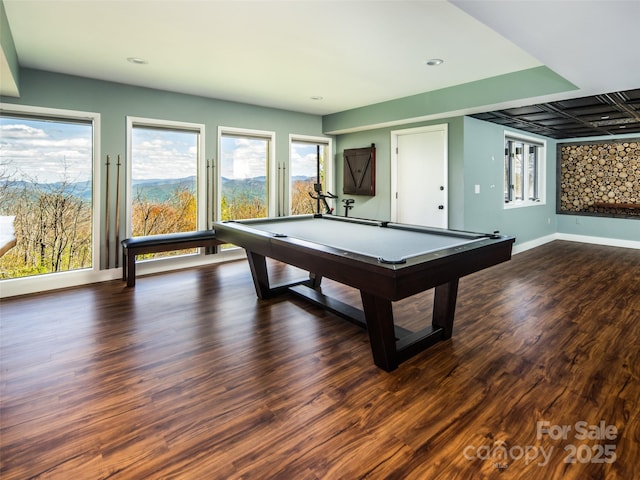 4344 Eagles Nest Rd, Waynesville, NC 28786 - game room with billiards table, plenty of natural light, wood finished floors, and recessed lighting