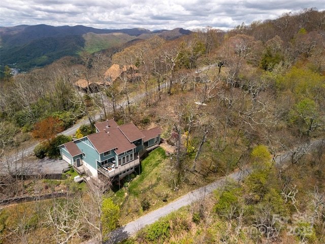 4344 Eagles Nest Rd, Waynesville, NC 28786 - aerial view of property and surrounding area featuring a heavily wooded area and a mountainous background