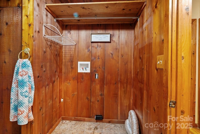 14518 Big Laurel Rd, Mars Hill, NC 28754 - washroom with wooden walls, hookup for a washing machine, and wooden ceiling