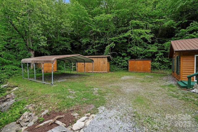 14518 Big Laurel Rd, Mars Hill, NC 28754 - view of yard with a carport and a forest view