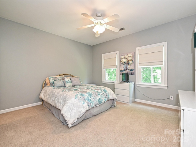 2406 Tarleton Twins Ter, Charlotte, NC 28270 - bedroom with light carpet, baseboards, and ceiling fan