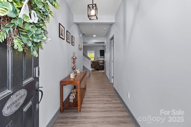 1725 Mill Creek Ln SW, Concord, NC 28025 - foyer entrance featuring baseboards, light wood-style floors, recessed lighting, and stairway